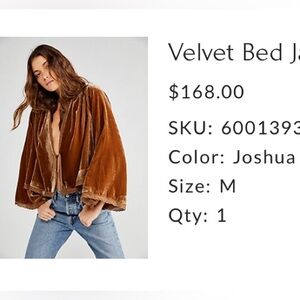 Free People Velvet Bed Jacket - Brown